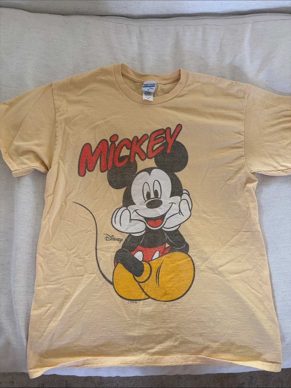 Junk Food Clothing Yellow Mickey Mouse Graphic Tee with Red and Black Accents